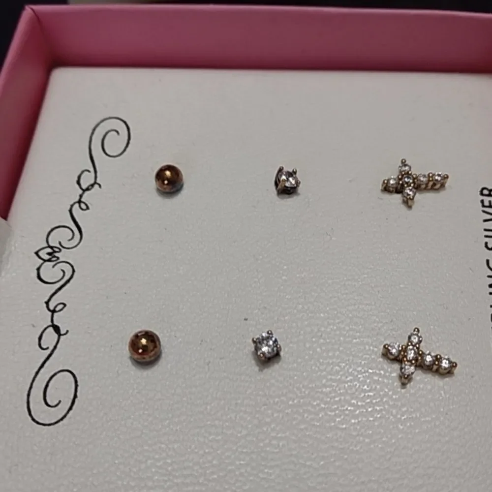 Sterling silver three pair earring set